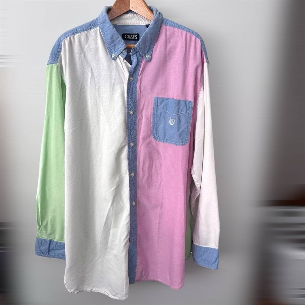 Vintage Chaps colorblock button down dress shirt Size 2XB